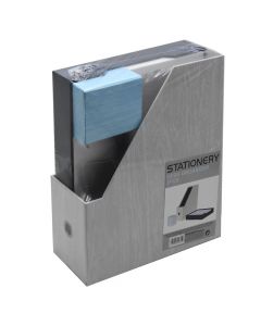 Document organizer set, cardboard and plastic, 26x15x31 cm, blue and gray, 3 pieces