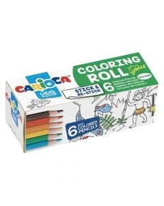 Set për ngjyrosje, për fëmijë, Coloring Roll Jungle, Carioca, dru dhe letër, 10.8x4x4 cm, mikse, 7 copë