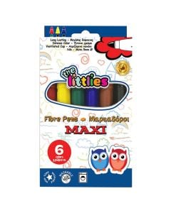 Markera me ngjyra për fëmijë, The Littlies, plastikë, 15.7x10x1.5 cm, e bardhë dhe blu, 6 copë