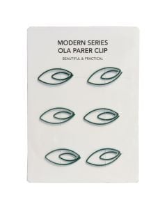 Ola paper clip, leaf-shaped, green, 6 pieces