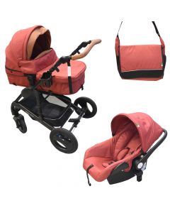 Baby stroller set, En+C, Sogni D'Oro, aluminum, plastic and polyester, 110x98x58 cm, red, 3 pieces