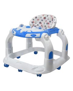 Rrethore për bebe, me lodër elektronike me muzikë, Es Robot, plastikë dhe poliestër, 69x59x16 cm, e bardhë dhe blu, 1 copë
