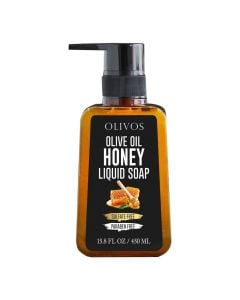 Liquid soap, with olive oil and honey, Olivos, which prevents the appearance of blemishes on the hands.