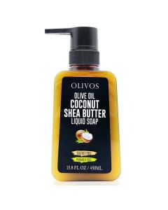 Liquid soap, with olive oil, shea butter and coconut, Olivos, for removing make-up and cleansing spots on the skin