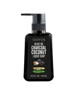 Liquid soap, with olive oil, coconut and charcoal, Olivos