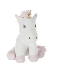 Unicorn plush toy, polyester, 22 cm, white