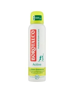 Antiperspirant spray, Active, Borotalco, plastic and metal, 150 ml, white, lime green and red, 1 piece