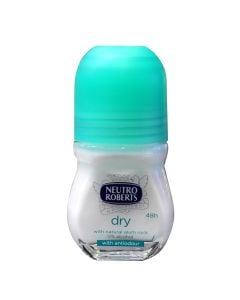 Roll-on antiperspirant, Natural Dry, Neutro Roberts, glass and plastic, 50 ml, white and green, 1 piece