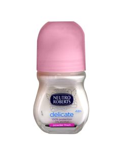Roll-on antiperspirant for women, Powder Fresh, Neutro Roberts, glass and plastic, 50 ml, white and pink, 1 piece
