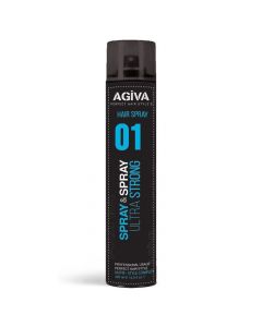 Hair spray Ultra Strong, Agiva, plastic and metal, 400 ml, black, 1 piece