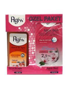 Cloth and wax depilation set, Agiss, plastic and fiber, 100 ml + 5 m, pink, 2 pieces