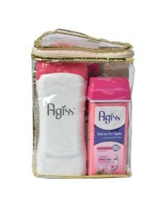 Cloth, wax and wax heater depilation set, Agiss, plastic and fiber, 18x14x7 cm, pink, 8 pieces