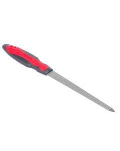 Nail file, Miniso, TPE and steel, red and black, 17.5 cm