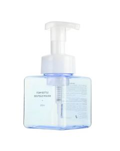 Transparent spray bottle for soaps and creams, Miniso, PET and PP, transparent/blue, 250 ml, 1 piece