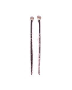 Eyeshadow and blending makeup brushes, Miniso, aluminium, ABS plastic and nylon material, metallic pink, 18 cm, 2 pieces