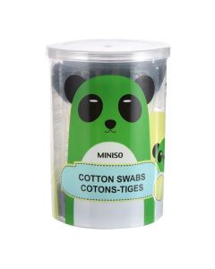 Cotton swabs, Miniso, cotton and polyethylene, 8.5x6 cm, black and white, 160 pieces