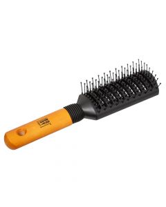 Hair brush, wood, polypropylene and ABS plastic, 22 cm, black and brown, 1 piece