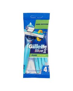 Brisk rroje njëpërdorimësh për meshkuj Blue 2, Gillette, plastikë dhe inoks, 22x9 cm, blu, 4 copë