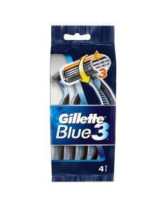 Brisk rroje njëpërdorimësh për meshkuj Blue 3, Gillette, plastikë dhe inoks, 21x8 cm, blu, 6 copë