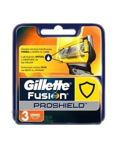 Koka për brisk rroje për meshkuj Fusion Proshield, Gillette, plastikë dhe inoks, 11x10.5x2 cm, e verdhë, 3 copë