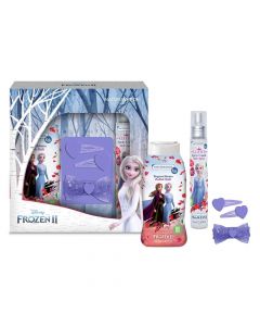 Body shampoo and hair spray set with hair accessories Frozen 2, Naturaverde, plastic, 250 + 75 ml, blue, 3 pieces