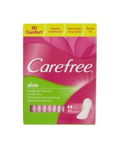 Peceta higjienike Aloe, Carefree, pambuk, 14x10.5x7.5 cm, rozë dhe e gjelbër, 30 copë