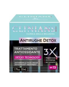 Detox anti-wrinkle face cream, Clinians, plastic, 50 ml, turquoise and black, 1 piece