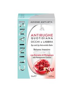 Pomegranate anti-wrinkle cream for eye and lip treatment, Clinians, plastic, 15 ml, turquoise and red, 1 piece