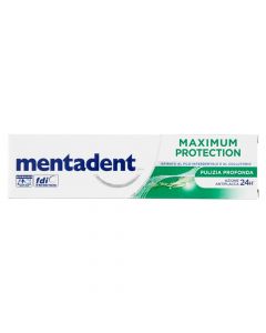 Toothpaste for deep cleaning and protection, Mentadent, plastic, 75 ml, white and green, 1 piece