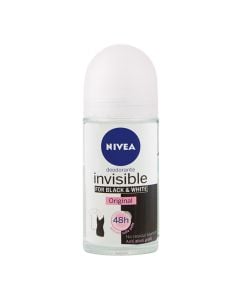 Antidjersë roll-on për femra Black&White, Nivea, plastikë dhe qelq, 50 ml, rozë, e bardhë dhe e zezë, 1 copë
