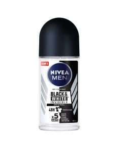 Roll-on deodorant for men Black&White, Nivea, plastic and glass, 50 ml, white and black, 1 piece