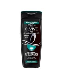 Hair strengthening shampoo for men, Arginine Resist x3, Elvive, L'Oreal, plastic, 285 ml, black, 1 piece