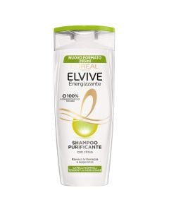 Purifying and energizing hair shampoo, Elvive, L'Oreal, plastic, 285 ml, white and green, 1 piece