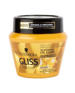 Maskë riparuese për flokët Supreme Oil Elixir, Gliss, plastikë, 300 ml, e zezë dhe gold, 1 copë