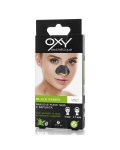 Shirita për pastrimin e pikave të zeza në fytyrë, Oxy, fibër, 13x6.8x1.3 cm, e zezë, 8 copë
