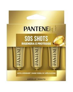 Regenerating and protective hair mask, for quick treatment, Pantene, plastic, 3x15 ml, gold, 3 pieces
