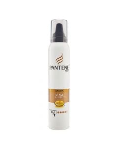 Hair styling mousse, Style&Protect 04, Pantene, plastic and metal, 200 ml, white and gold, 1 piece