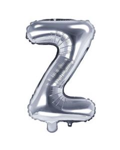 Balloon in the shape of "Z" letter, nylon and refined aluminum, 35 cm, silver, 1 piece