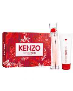 Eau de parfum (EDP) and body milk gift set for women, Flower by Kenzo Eau de Vie, Kenzo, glass and plastic, 30+75 ml, white and red, 2 pieces
