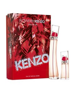 Eau de parfum (EDP) gift set for women, Flower by Kenzo Eau de Vie, Kenzo, glass, 50+15 ml, white and red, 2 pieces