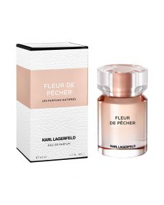 Eau de parfum (EDP) për femra, Fleur de Pêcher, Karl Lagerfeld, qelq, 50 ml, rozë pastel dhe e bardhë, 1 copë
