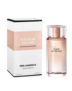 Eau de parfum (EDP) për femra, Fleur de Pêcher, Karl Lagerfeld, qelq, 100 ml, rozë pastel dhe e bardhë, 1 copë