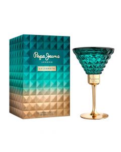 Eau de parfum (EDP) for women, Celebrate for Her, Pepe Jeans, glass and metal, 50 ml, turquoise and gold, 1 piece