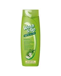 Hair shampoo for volume, with regenerating effect, Wash & Go, plastikë, 400 ml, green, 1 piece