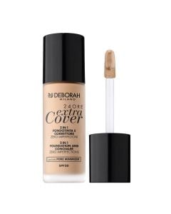 2 in 1 liquid makeup foundation and concealer, 00 Ivory, 24 Ore Extra Cover, Deborah, plastic and glass, 30 ml, beige, 1 piece