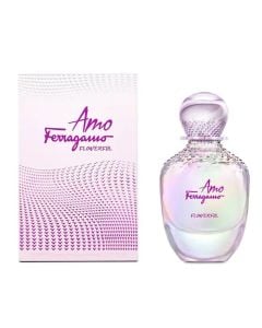 Eau de toilette (EDT) for women, Amo Flowerful, Salvatore Ferragamo, glass, 50 ml, white and purple, 1 piece