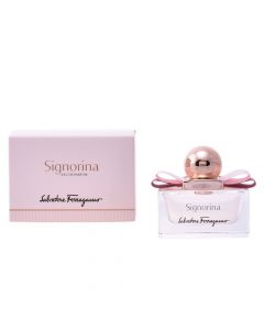 Eau de parfum (EDP) për femra, Signorina, Salvatore Ferragamo, qelq, 50 ml, rozë dhe gold, 1 copë