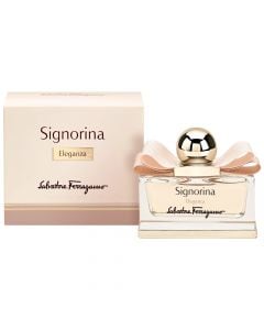 Eau de parfum (EDP) për femra, Signorina Eleganza, Salvatore Ferragamo, qelq, 100 ml, krem dhe gold, 1 copë