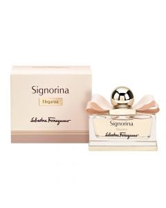 Eau de parfum (EDP) për femra, Signorina Eleganza, Salvatore Ferragamo, qelq, 50 ml, krem dhe gold, 1 copë