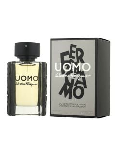 Eau de toilette (EDT) for men, Uomo, Salvatore Ferragamo, glass, 50 ml, beige, black and transparent, 1 piece